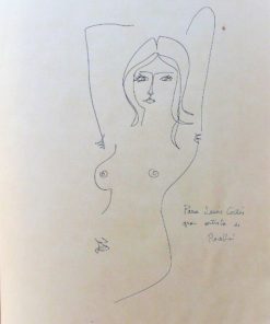 Celedonio Perellón - "Joven desnuda sentada brazos en alto" dibujo original tinta china.
