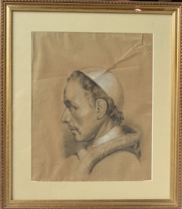 pizarro-cecilio-retrato-del-obispo-de-perfil-dibujo-lapiz-y-clarion-papel-enmarcado-dibujo-34x28-cms-y-marco-48x42-cms-3