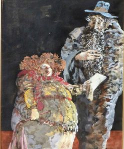 Manuel Alcorlo - "Ensayo en el teatro" dibujo acuarela cartulina, enmarcado