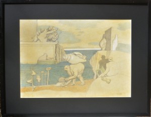 Alcorlo Manuel, Escenas oníricas, dibujo lápiz y acuarela papel, enmarcado, dibujo 35x50 cms. y marco 52x67 cms (20)