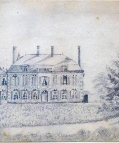 Anónimo francés - "Paisaje del Loira con mansión" dibujo lápiz papel, enmarcado