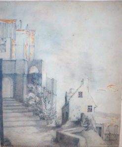 Anónimo - "Subida a la iglesia" dibujo lápiz papel, enmarcado