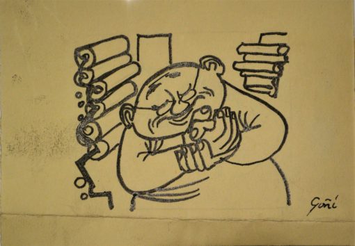 Lorenzo Goñi - "Errores que reportan" dibujo tinta papel,  enmarcado