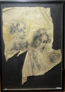 Juan Vicente Barrio Juanvi, Pareja de enamorados, dibujo carboncillo papel roto, dibujo 80x60 cms y marco 104x74 cms. (4)