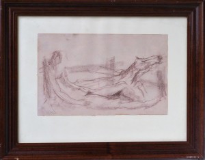 Juan Vicente Barrio, Juanvi, joven caida del caballo, dibujo carboncillo papel, enmarcado, dibujo 19x30 cms. y marco 46,50x36,50 cms. (5)