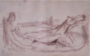 Juan Vicente Barrio, Juanvi, joven caida del caballo, dibujo carboncillo papel, enmarcado, dibujo 19x30 cms. y marco 46,50x36,50 cms. (8)