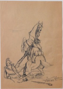lacruz-jose-maria-1913-caida-del-caballo-dibujo-plumilla-papel-enmarcado-dibujo-21x15-cms-y-marco-44x3250-cms-1