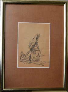 lacruz-jose-maria-1913-caida-del-caballo-dibujo-plumilla-papel-enmarcado-dibujo-21x15-cms-y-marco-44x3250-cms-3