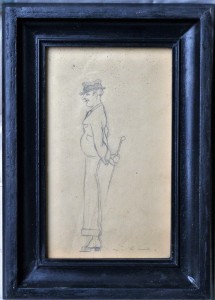 Rivas Montenegro Federico, Caballero de perfil, dibujo lápiz papel, enmarcado, dibujo 24x14 cms. y marco 33x24 cms. (1)