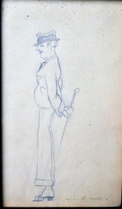 Rivas Montenegro Federico, Caballero de perfil, dibujo lápiz papel, enmarcado, dibujo 24x14 cms. y marco 33x24 cms. (3)