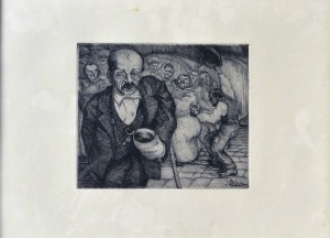 Solana José Gutierrez, El cojo de El Rastro, grabado, enmarcado, huella 17x20 cms. papel 29x39 y marco 36,50x46,50 cms. (5)