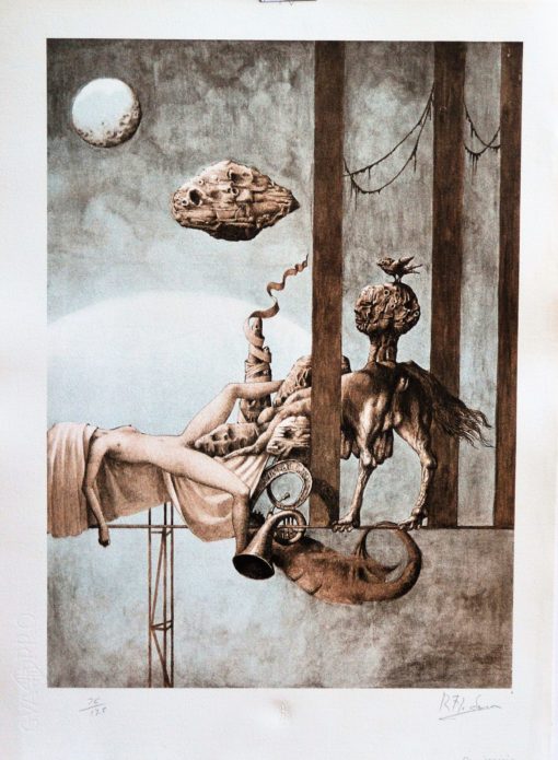 Roberto F. Soravilla - "Los signos del zodiaco, Capricornio" litografía