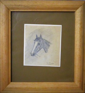 Torrado Ramón, Cabeza de caballo III, dibujo lápiz papel, enmarcado, dibujo 12x10,50 y marco 27x25 cms. (3)
