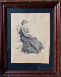 Vazquez Carlos, dama sentada, dibujo carboncillo papel, firmado en París, enmarcado, dibujo 31x24 y marco 46,5x36,5 cms. (4)
