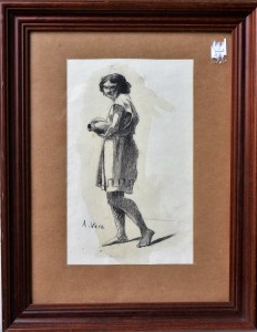 Vera Alejo, Joven Heleno con cántaro, dibujo carboncillo papel, enmarcado, dibujo 29,50x18 y marco 46,50x36,50 cms (3)