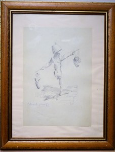 Vicente Eduardo, Espantapájaros, dibujo lápiz papel, enmarcado, dibujo 31x21 cms. y marco 46x36 cms. (4)