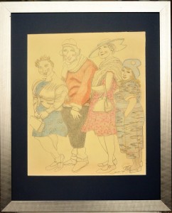 Alcorlo Manuel, Las four sisters, dibujo lápiz y acuarela papel, enmarcado, dibujo 50x41 cms. y marco 73x59 cms. (6)