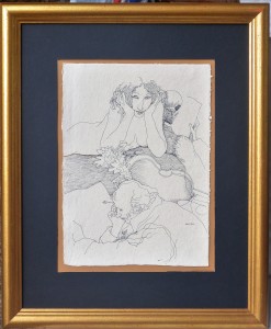 Alcorlo Manuel, Schubert, La muerte y la doncella, dibujo tinta papel, enmarcado, dibujo 34x25 cms. y marco 56x46 cms. (6)