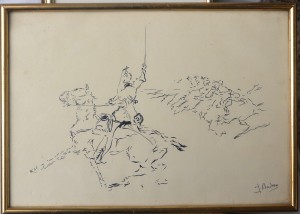 Andreu J. Soldados de Caballeria, dibujo tinta papel, enmarcado, dibujo 24,50x35 cms. y marco 26x36,50 cms. (3)