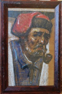 Gimeno Francesc, Payés, dibujo pastel y carboncillo papel kraft, enmarcado, dibujo 46x29 cms. y marco 53x36 cms. (13)