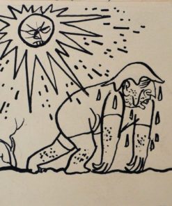 Lorenzo Goñi - "El sol va a acabar con la tierra" dibujo tinta papel, enmarcado