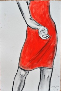 Javier de Juan, Tenemos que hablarlo... oleo en barra tinta y carboncillo papel, enmarcado, papel 57x38 cms. 69,60x50x50 cms. (1