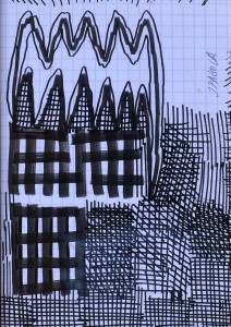 Pagola Javier, Los picos, dibujo tinta papel, enmarcado, dibujo 15x10,50 y marco 21x16 cms. (4)