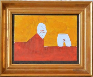 Pagola Javier, Vision sobre tierra roja, dibujo técnica mixta papel, enmarcado, dibujo 16x22 cms. y marco 26x32 cms. (6) - copia