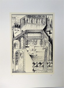 Perez Villalta, Una visita a la Alhambra, la entrada, el patio de Machuca, serigrafía, edición 75 ejemplares, numerado pa y firmado a lápiz, 65×50 cms (19)