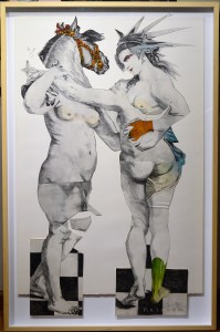 Bellver Fernando, Centaura, collage con aguafuertes recortados, iluminado a mano, pieza única, enmarcado, obra 12x75 cms. y marco 132x87 cms. (11)