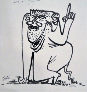 Goñi Lorenzo, Del sabio el consejo, dibujo tinta papel, enmarcado, dibujo 13x12 cms. y marco 27,50x26 cms. (11)