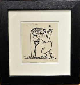 Goñi Lorenzo, Del sabio el consejo, dibujo tinta papel, enmarcado, dibujo 13x12 cms. y marco 27,50x26 cms. (12)