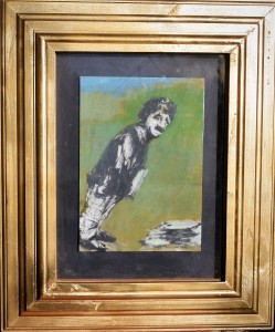 Pagola Javier, Hombre inclinado, pintura acrílico cartulina, enmarcado, pintura 29,50x21 cms. y marco 57x47,50 cms (13)