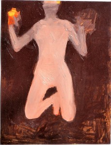 Pagola Javier, Mujer desnuda de rodillas, pintura oleo cartulina, enmarcado, pintura 35x27 cms. y marco 52x42 cms. (8)