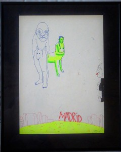 Pagola Javier, Ojeando sobre Madrid, dibujo tinta papel, enmarcado, dibujo 29,50x21 cms. y marco 37,50x30,50 cms. (9)