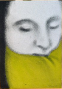 Pagola Javier, Rostro dormido, pintura acrílico cartulina, enmarcado, pintura 29,50x21 cms. y marco 57x47,50 cms (10)