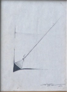 Pizarro Roberto L., Tirando de la esquina, dibujo lápiz papel, enmarcado, dibujo 19x14 cms. y marco 30x26 cms (3)