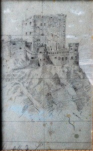 Pla Cecilio, estudios de cabezas, dibujo lápiz papel, enmarcado, dibujo 15x23,50 cms. y marco 31x41 cms. Al dorso, dibujo del castillo de Segura (4)