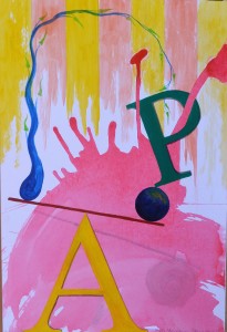 Sycet Pablo, Otros equilibrios, pintura acrílico cartulina, enmarcado, pintura 72x42 cms. y marco 00x00 cms. (1)