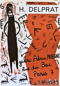 Delprat Helene, Composición, cartel litográfico original exposición en Galerie Maeght en 1985, 70x51 cms (4)