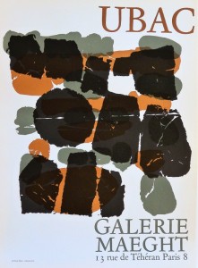 Ubac Raoul, Composición, cartel litográfico original exposición en Galerie Maeght en 1966, 66,50x49,50 cms (4)