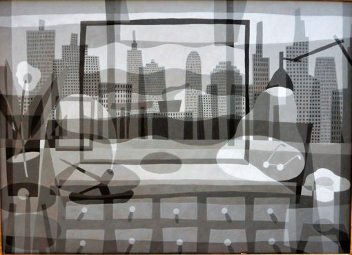 Fernando Bellver - "Hanzomon, Tokyo" pintura acrílico tablero dm, enmarcado