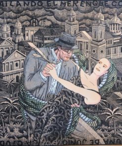 Fernando Bellver - "Bailando el merengue..." Grabado aguafuerte iluminado a mano