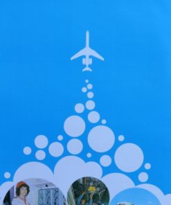 Cubana de Aviación - "Por los cielos del mundo" cartel publicitario antiguo