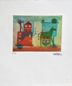 Alexandra Dominguez - "Caballos y luna" grabado