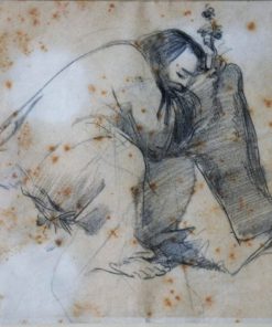 Juan Barba - "Meditación" dibujo lápiz papel, enmarcado