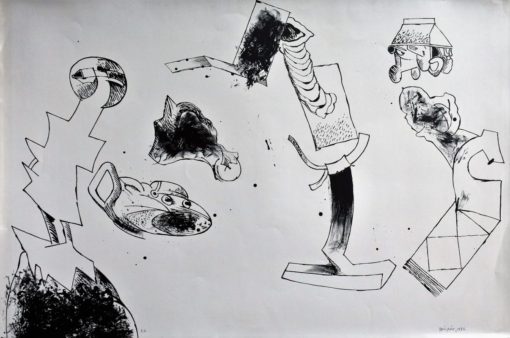 Bonifacio - "Ingravidez espacial" litografía blanco y negro