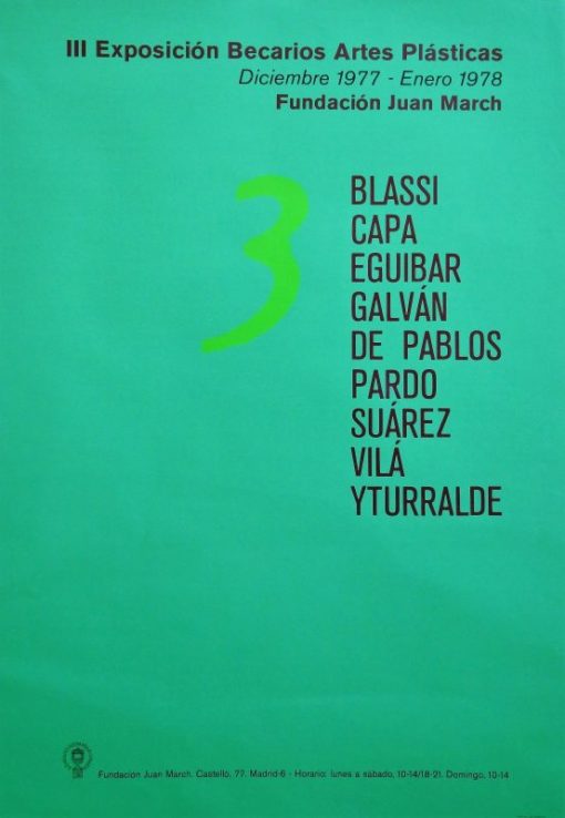 Exposición Colectiva - "Becarios Artes Plásticas" cartel original exposición en la Fundación Juan March en 1977