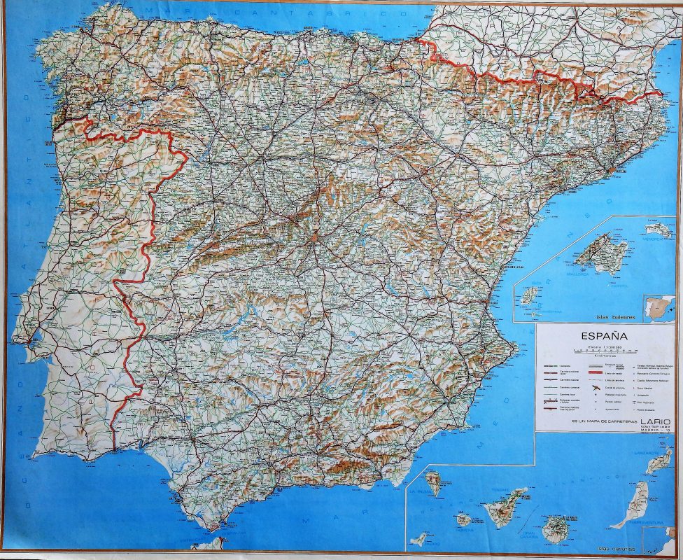 España, Mapa geográfico antiguo - El Marco Verde - Obra Gráfica posters
