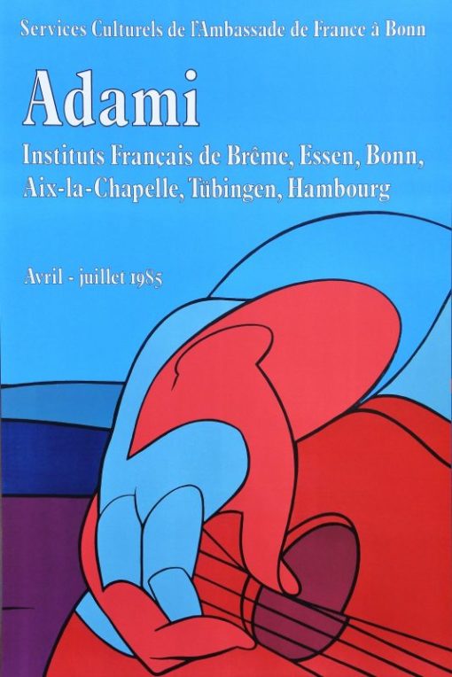 Valerio Adami - "Instituts Français de Brême" cartel litográfico original exposición en 1985
